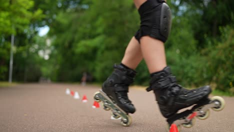 rollerblading practice in park