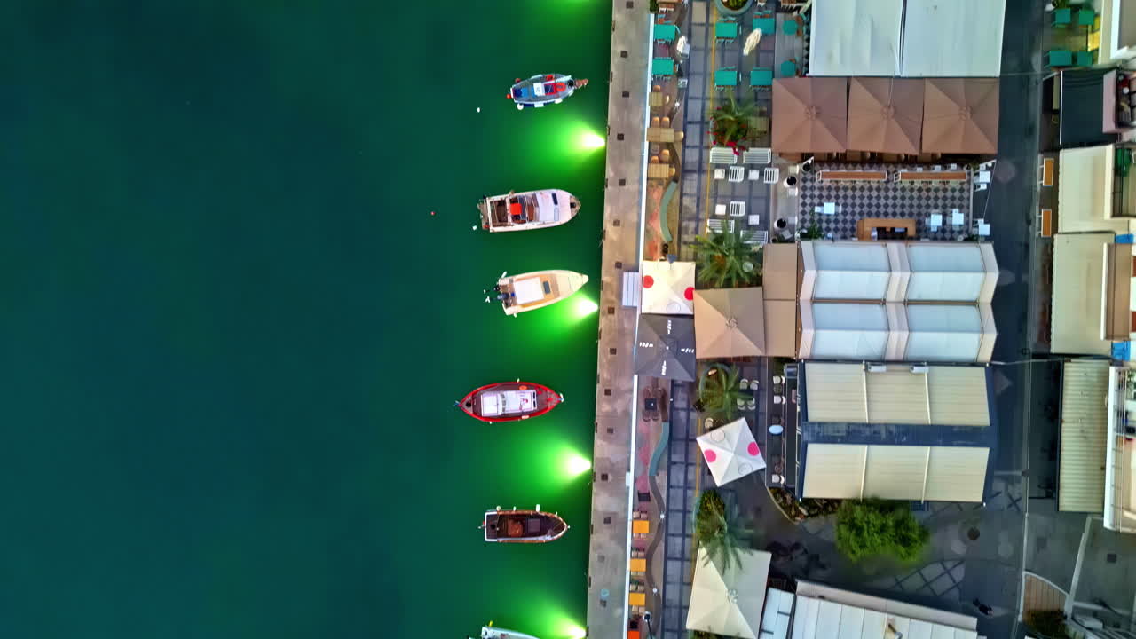 Marina at Sitia port in Crete, seen from a drone's view.