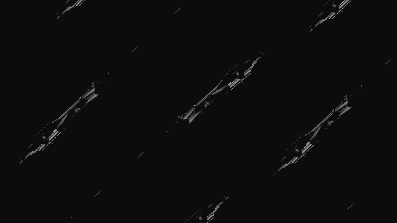 Machineguns on the dark background and in blinking rotate in slowmotion