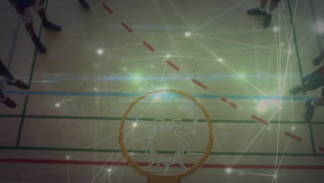 animación de la red de conexiones sobre jugadores de baloncesto