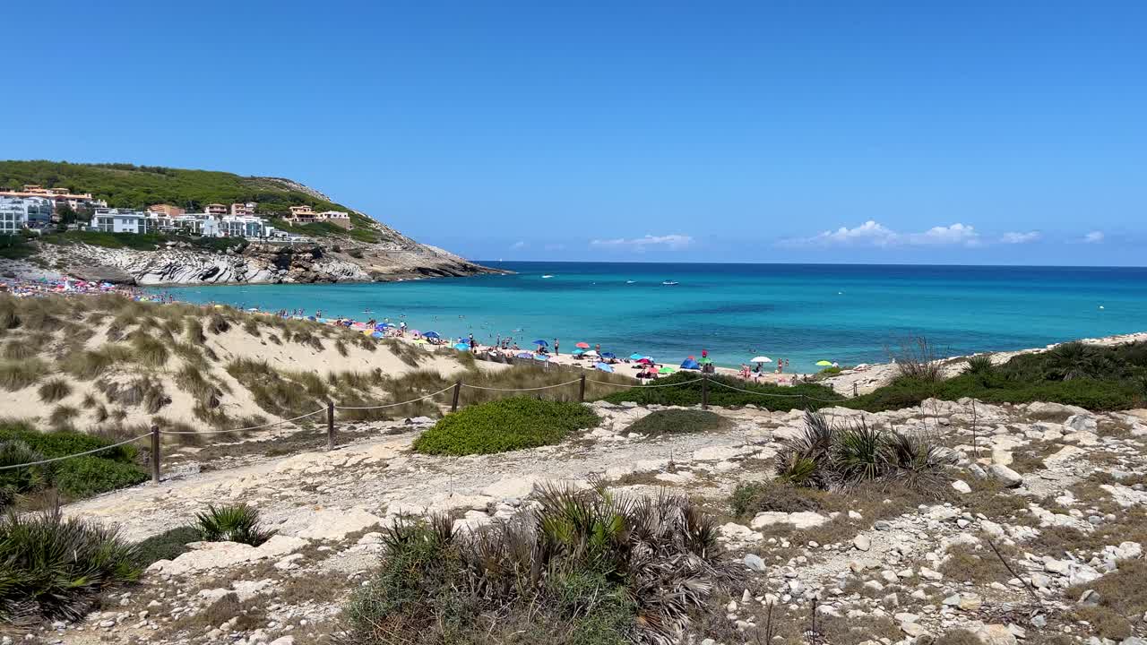 mesquida cove in mallorca balearic islands turquoise blue mediterranean sea, fine white sand beach