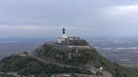 aerial: christ the king, guanajuato, mexico, drone view