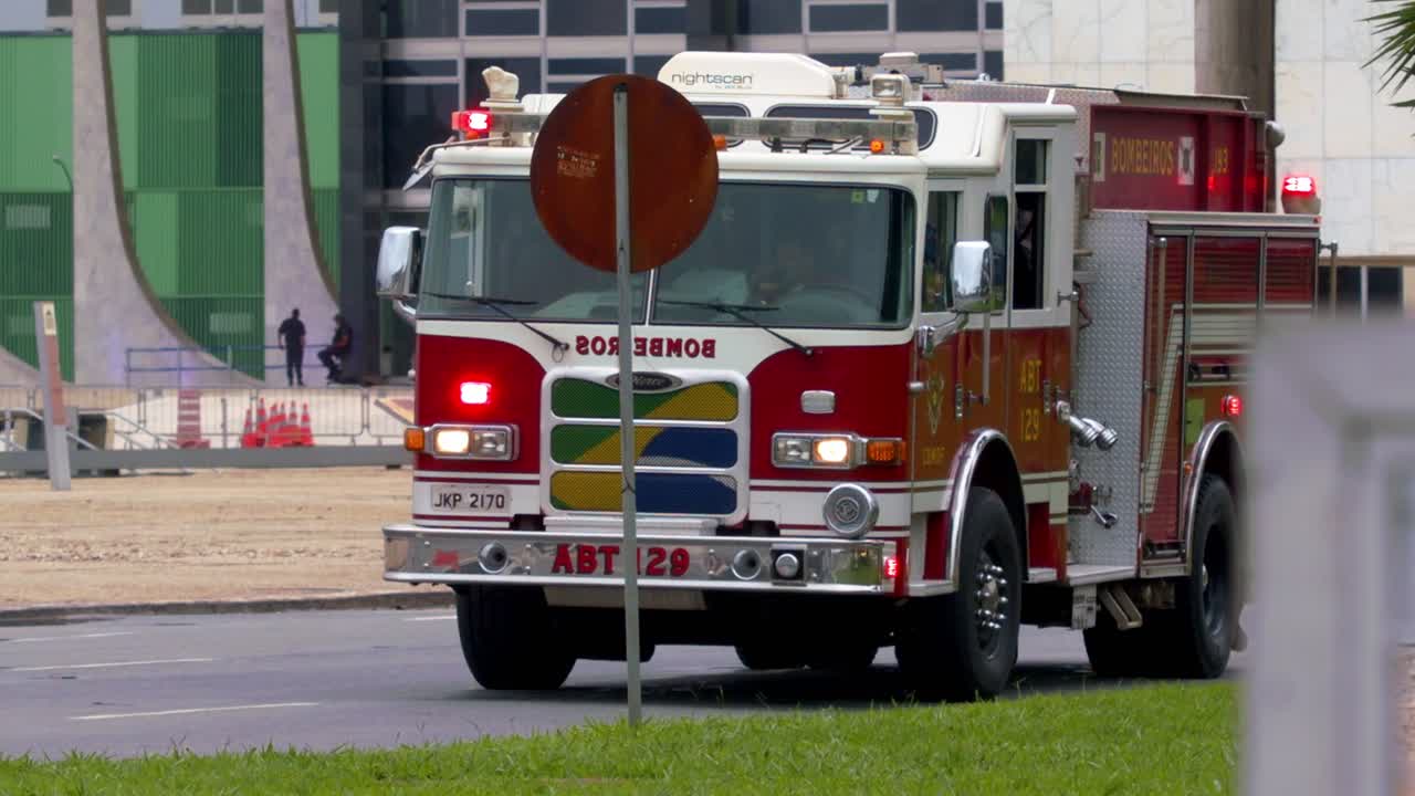 Brazilian Firetruck on City Street