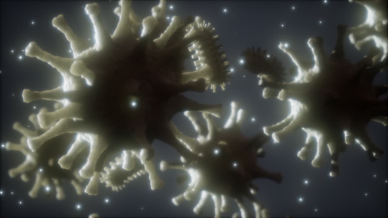 Bacteria virus or germs microorganism cells under microscope with depth