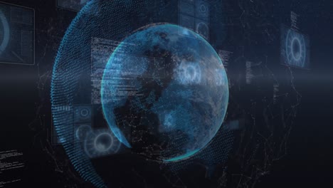 animation of data processing and scanning over earth seen from space