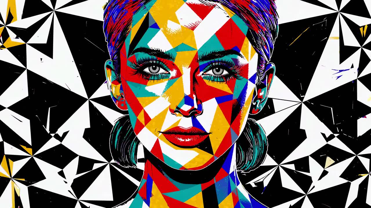 Geometric Colorful Woman Portrait