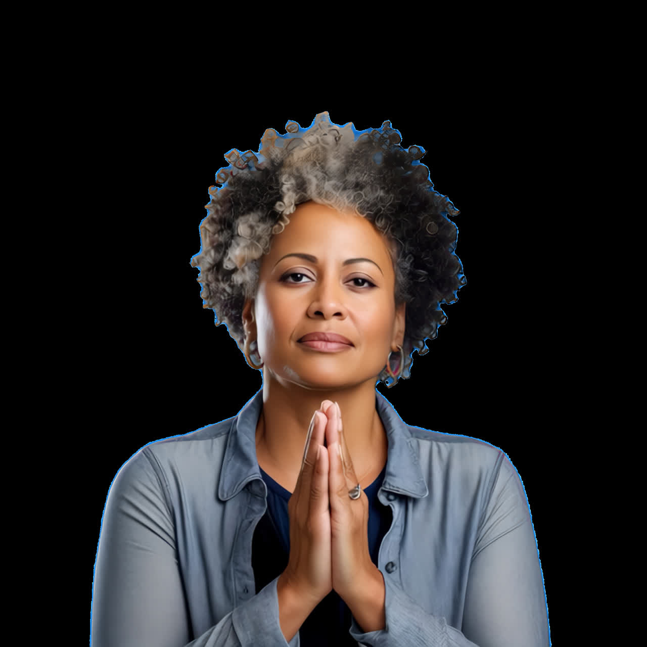 Peaceful woman meditating calmly animation isolated asset, transparent 4K video, alpha channel