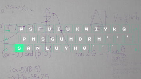 animación del procesamiento de datos sobre fórmulas matemáticas
