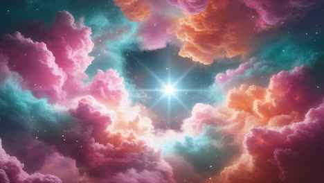 vibrant ethereal cosmic clouds with bright star