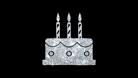 birthday cake icon shining glitter loop blinking particles .