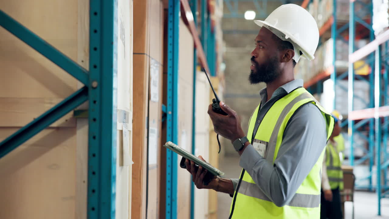 Warehouse worker checking inventory
