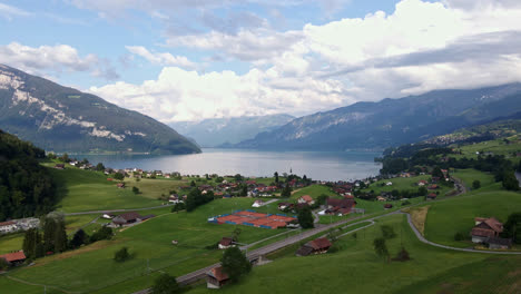 Swiss-Meadows-with-Lake-in-Background-in-4K-Format:-MP4-|-4K-25p-|-8-bit-|-D-Cinelike-|-Graded