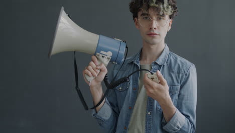 young person with megaphone