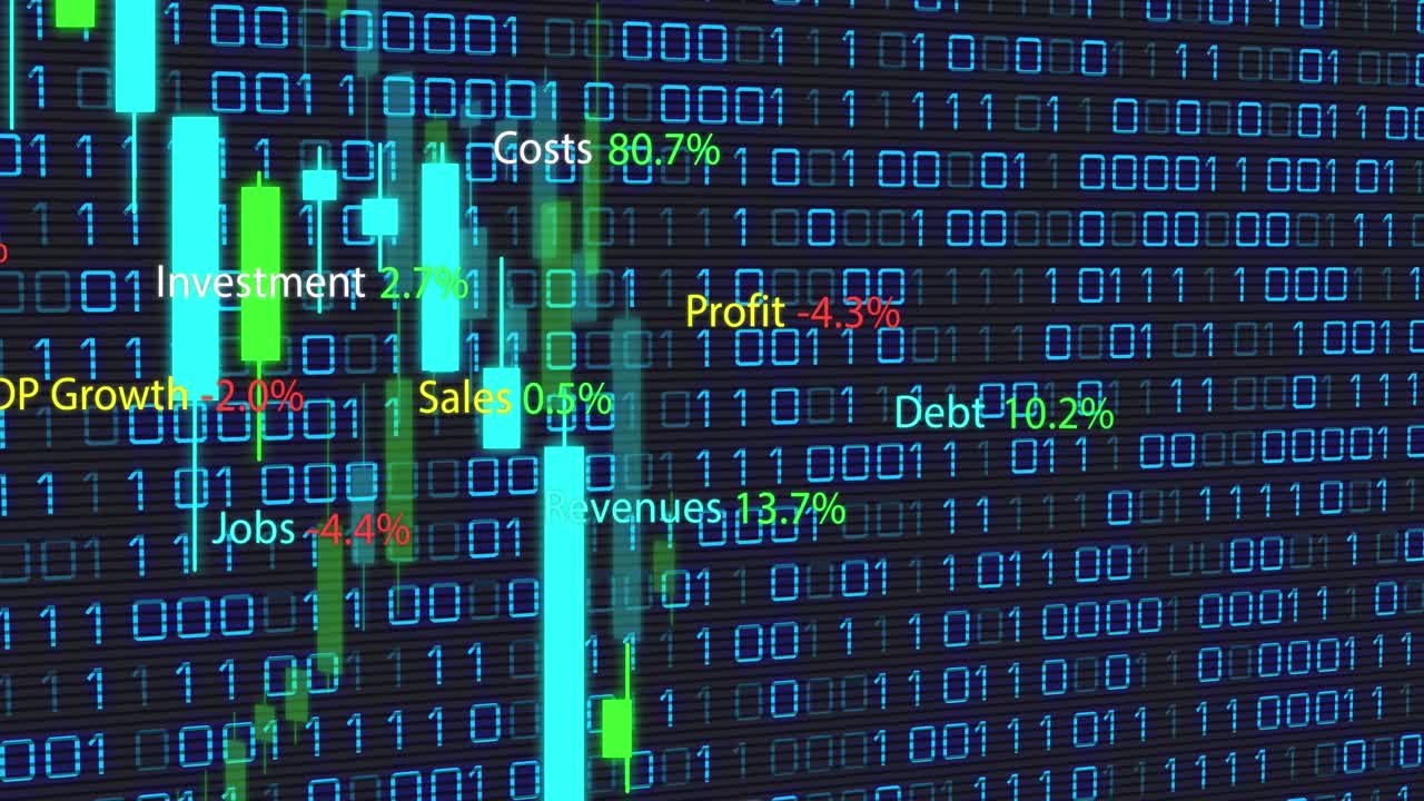 Animation of data processing over black background
