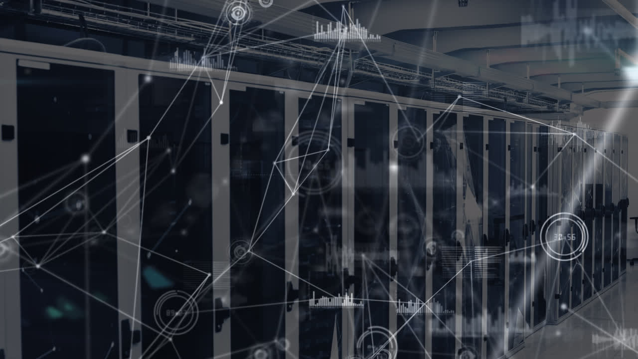Animation of network of connections over server room