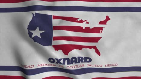 bandera de la ciudad de oxnard, california, estados unidos, agitando en el viento, 4k