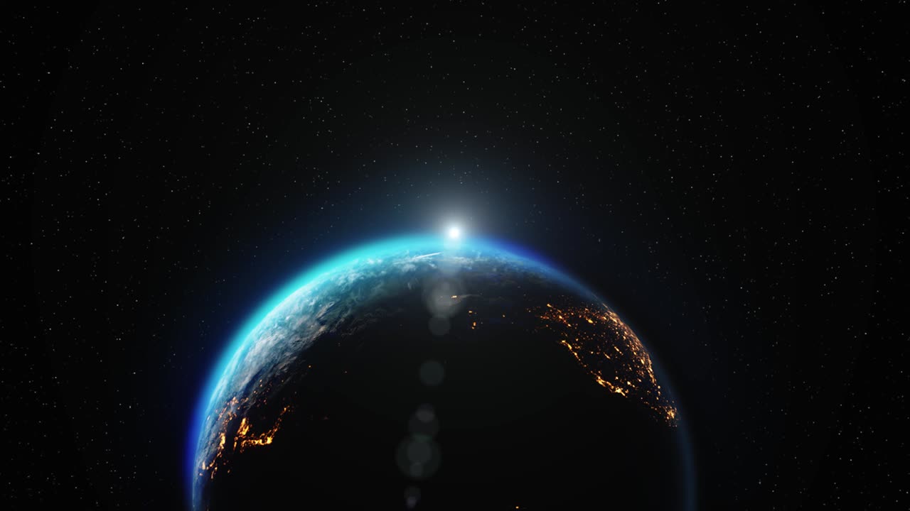 Realistic Motion Graphics of Planet Earth Rotating in the Night Loop Animation