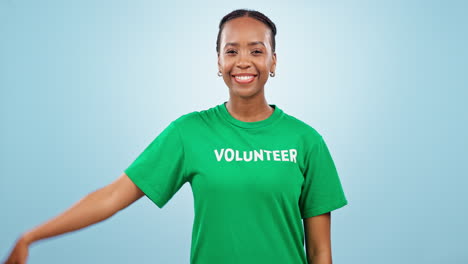 Happy-woman,-volunteer-and-okay-hands-in-studio