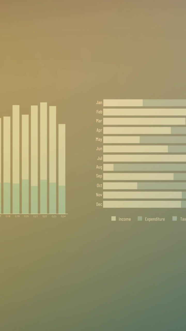 Animation of statistical data processing against gradient background
