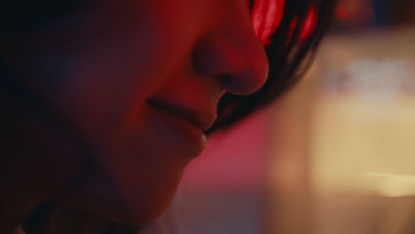 woman's profile in neon light