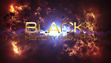 black history month 3d cinematic abstract background. 4k 3d rendering seamless loop with golden black history month text with dramatic light and cloud for opening title trailer wallpaper intro text.