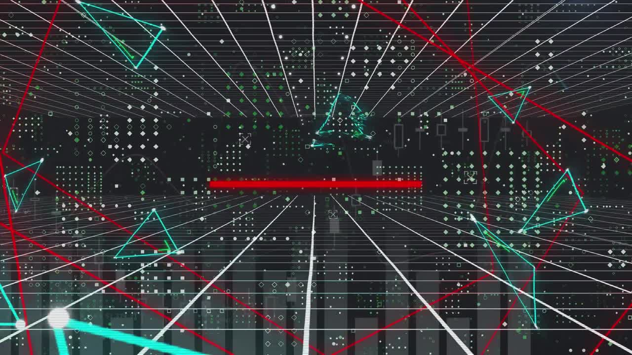 검은색 배경에 데이터 처리를 통해 모양의 애니메이션