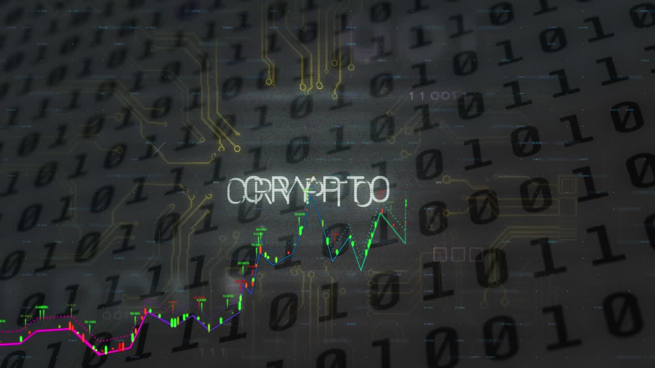 Animation of data processing over crypto text