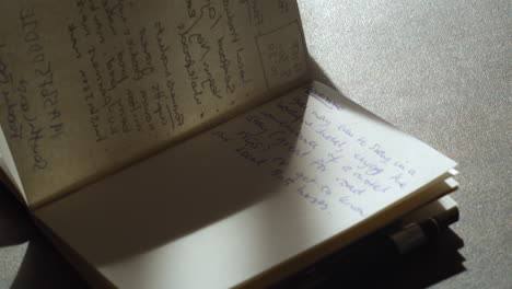 a close up shot of handwriting in a notepad journal