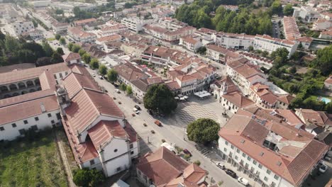 Monastery-of-Santa-Maria-de-Arouca-and-public-square-Brandão-de-Vasconcelos,-Portugal