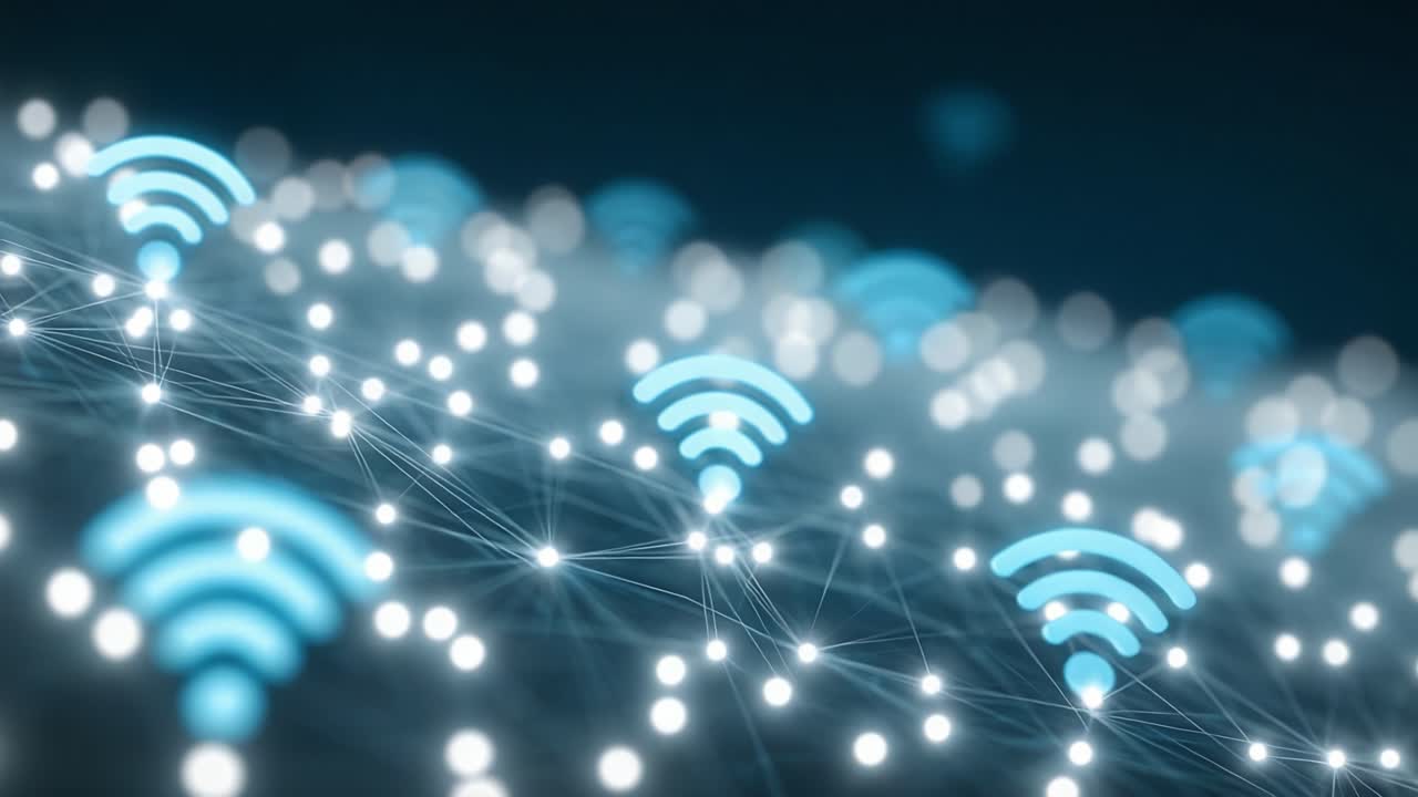 Visual Representation of Wireless Connectivity: A Close-Up on Wi-Fi Signals and Network Transmission Effects in a Digital Environment