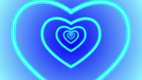 Herz-Romantik-Liebe-Animation-Valentinstag-Neonlicht-Tunnel-Portal-Visueller-Effekt-Hintergrund-Abstrakt-Farbe-Blaugrün-Blau