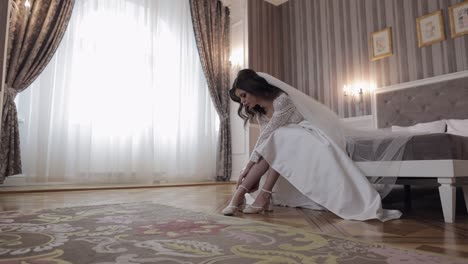 bride getting ready on her wedding day