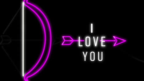 animation of i love you in neon and a bow and arrow