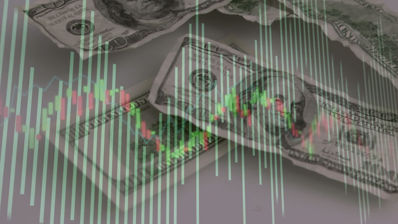 animación del procesamiento de datos sobre billetes