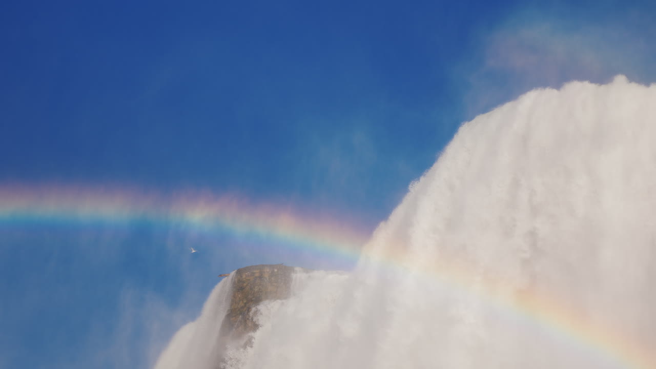 cataratas del niágara y arco iris contra el cielo azul