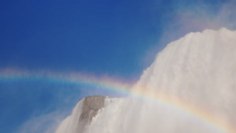 Cataratas-Del-Niágara-Y-Arco-Iris-Contra-El-Cielo-Azul