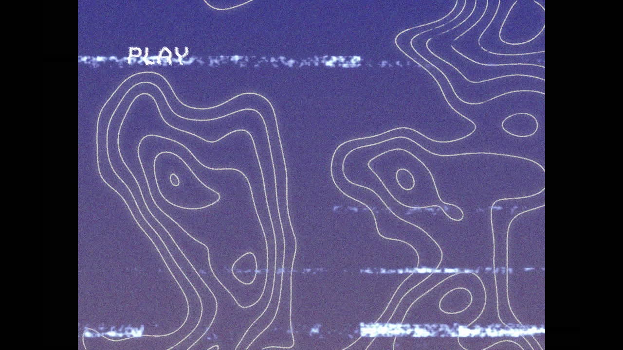 animación de la interfaz digital en pantalla con líneas de mapas topográficos y glitch