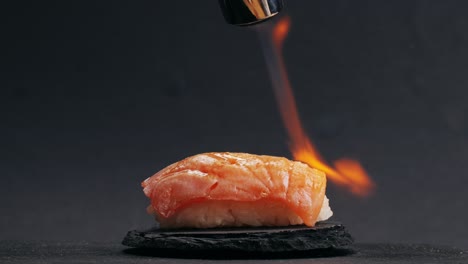 flaming salmon nigiri