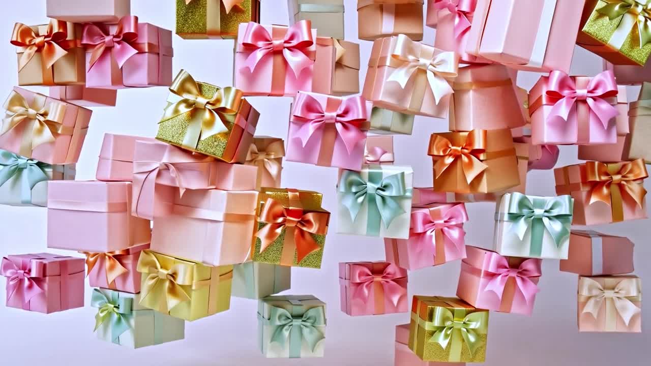 A collection of colorful gift boxes with ribbons