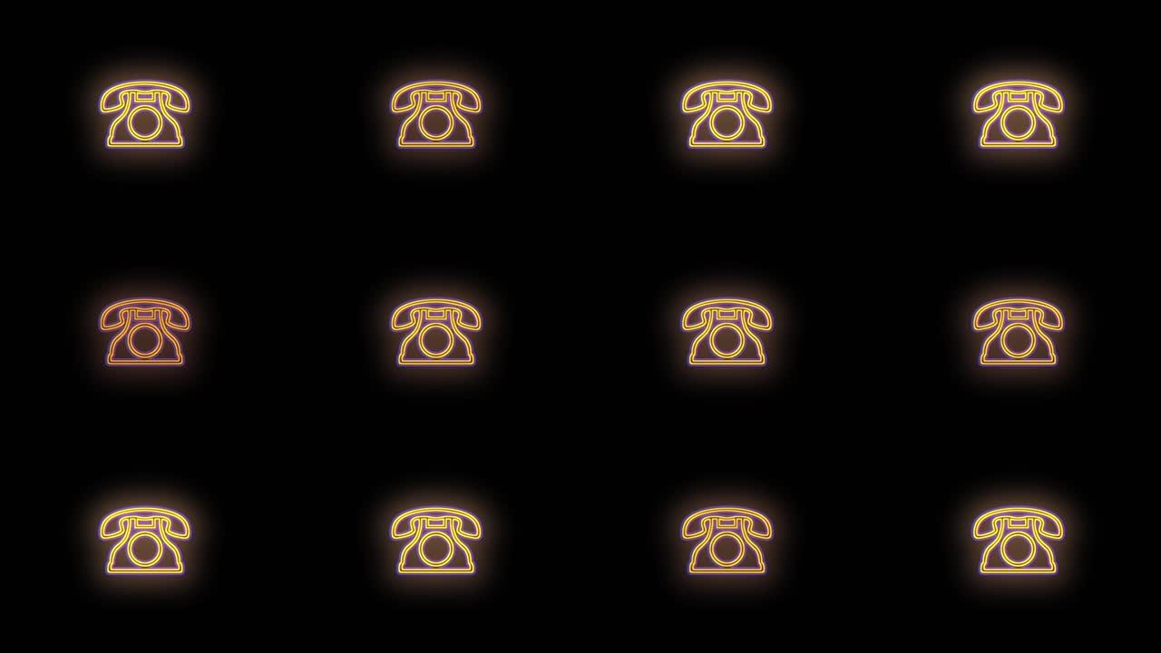 펄싱 네온 노란색 빛 4 빈티지 전화 패턴