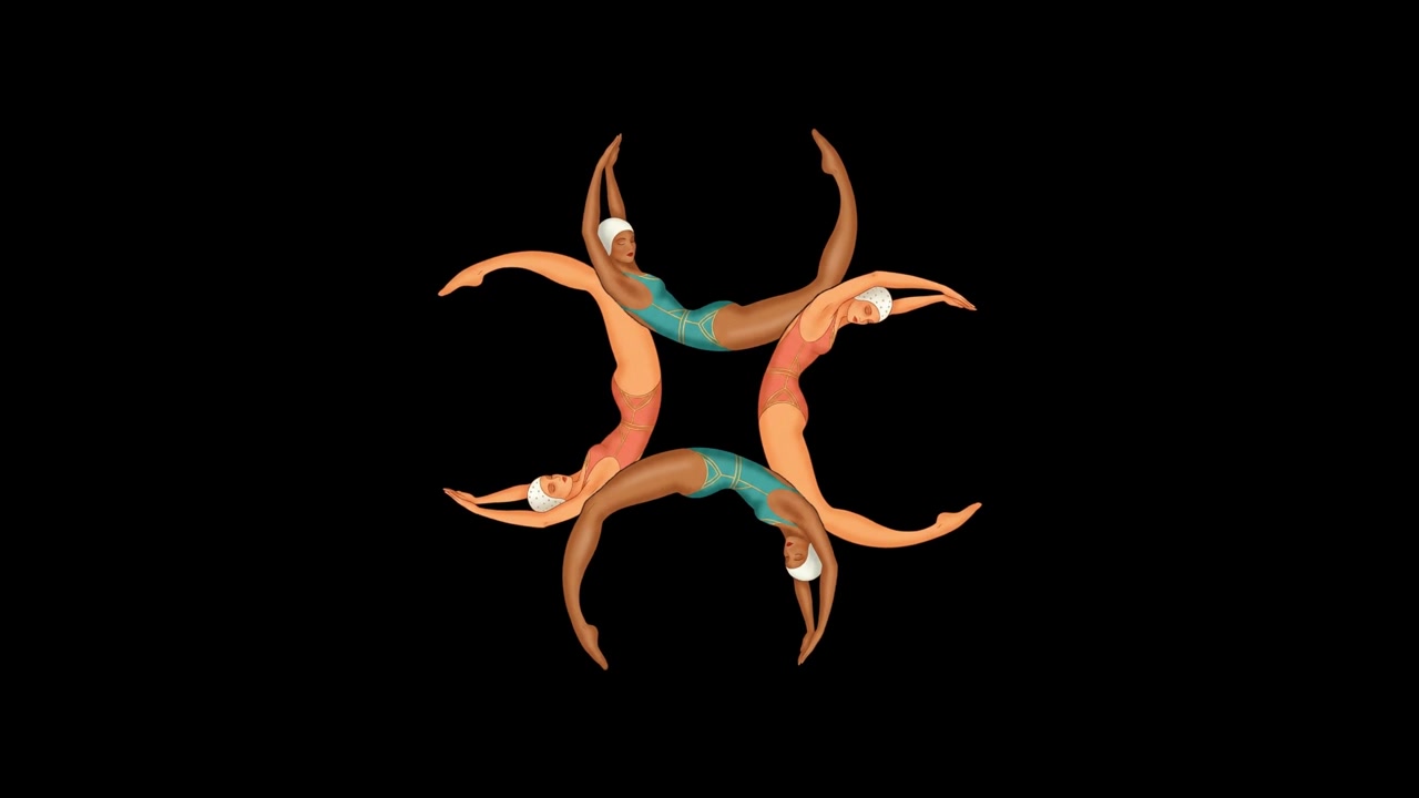 Animated Pattern of Synchronized Swimmers in Circular Formation