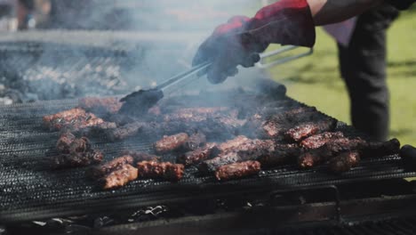 Baking-some-meats-on-a-heavily-glowing-grid