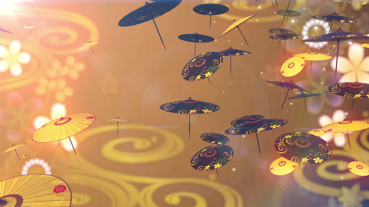 일본어 중국어 우산 살 입자 루프 애니메이션