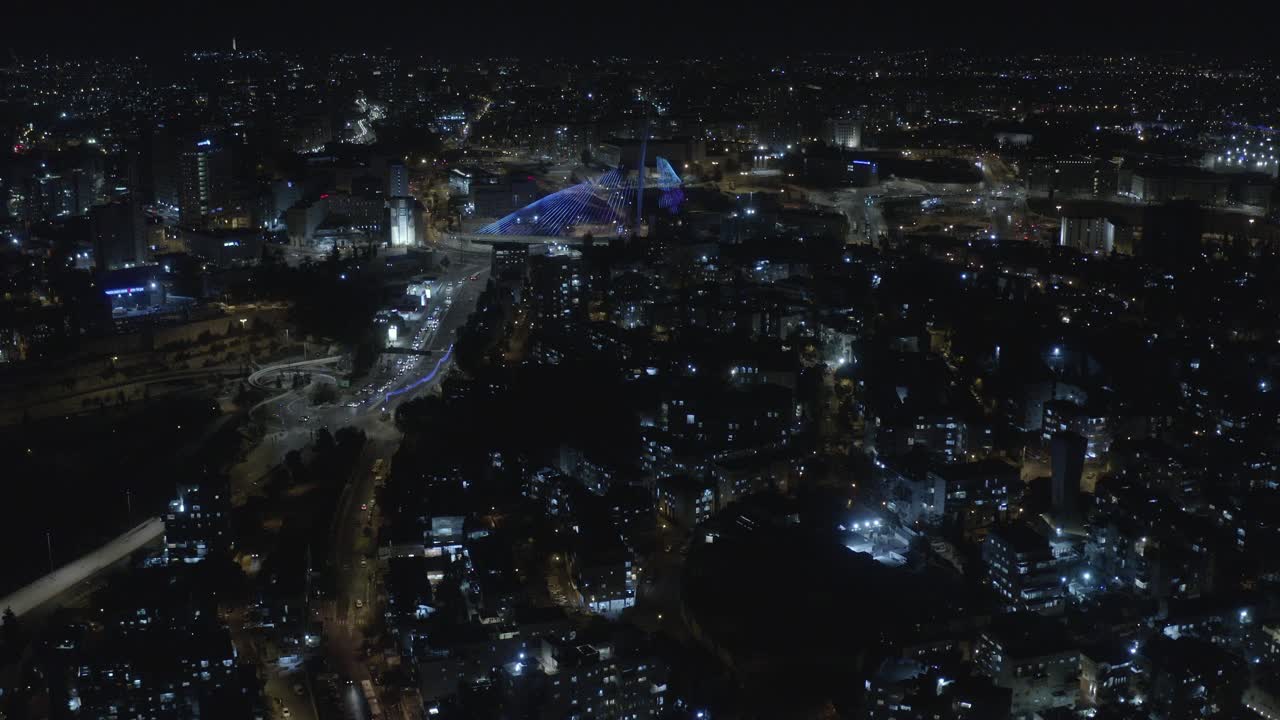 밤 에 예루살렘 도시 풍경