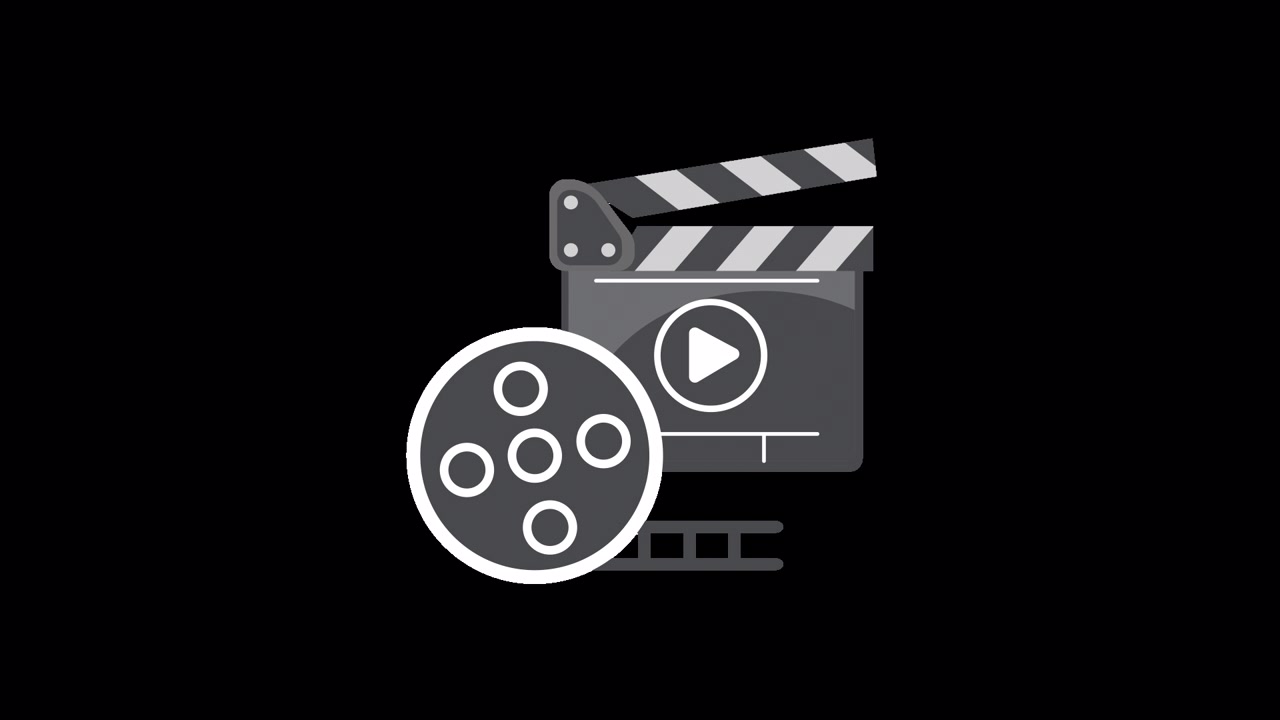 Animated Icon of Video Player Transforming into Clapperboard and Film Reel