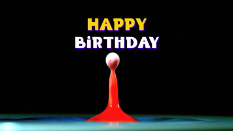 happy birthday written over bouncing droplet