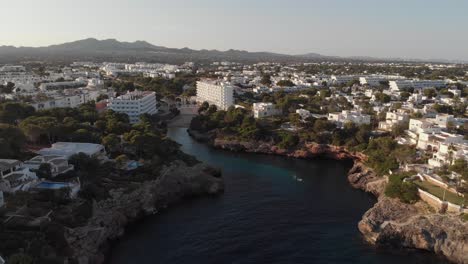 aerial: lovely mediterranean city with beautiful bay on mallorca, spain