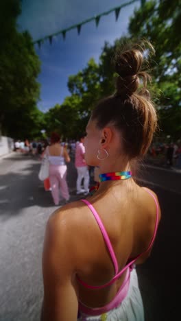 woman at a pride parade