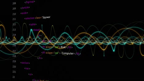 animación del procesamiento de datos sobre un fondo negro