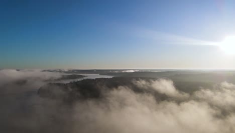 breathtaking aerial helicopter view above the clouds in american midwest landscape